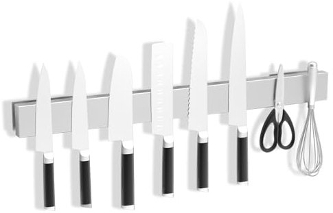 SMART&COOL Magnetleiste Messer aus Edelstahl 45cm - Magnet Messerleiste mit Extra Starkem Magnet - inklusive Klebeband und Schrauben - Messerhalter Magnetisch für Messer und Küchenutensilien