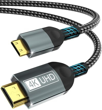 BRV Explorer Câble Mini HDMI vers HDMI 2M, 4K@60Hz Mini HDMI 2.0 Cable Supporte HDR UHD ARC HDCP 18Gbps, Compatible avec Raspberry Pi Zero, DSLR Caméra, HDTV, Tablette, Projecteur