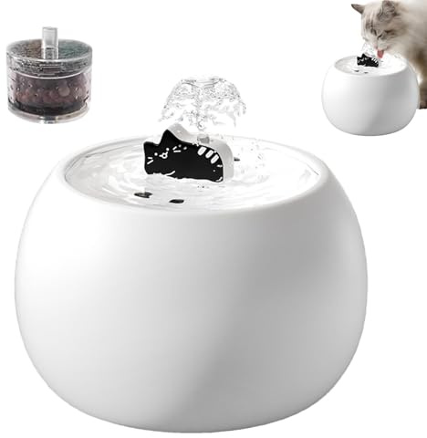 Fontana Acqua Per Gatti/Cani Ricaricabile USB-C, Filtro 5 Strati Con Sensore 3D, Serbatoio 1L, Ceramica Antigraffio - Idratante Automatico Per Interni/Esterni