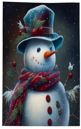 Toallas de Mano Patrón de muñeco de Nieve con Sombrero, Bufanda y Hojas de Acebo Secado Rápido Toalla para La Cara Suave Toallas De Cocina para Manos Gimnasio Caras 40X70cm
