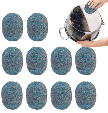 Générique Tampon Jex avec Savon, 10 Pièces Tampons De Savon en Laine d'acier Réutilisable, Brosse Multi Usages Abrasive pour L'hygiène des Casseroles, des Poêles, Desplaques De Cuisson (Bleu,10pcs)
