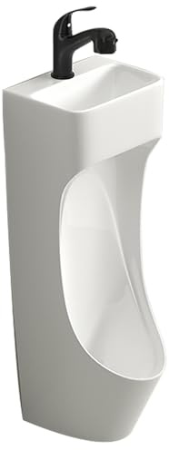 Orinatoio da parete con lavabo integrato, design in ceramica per bagni commerciali e pubblici, include rubinetto estraibile