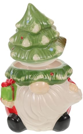 VICASKY Barattolo in Ceramica Forma di Albero di Natale con Coperchio Contenitore per Biscotti e Dolcetti Scatola Decorativa per Snack Festivi per Cucina e Soggiorno