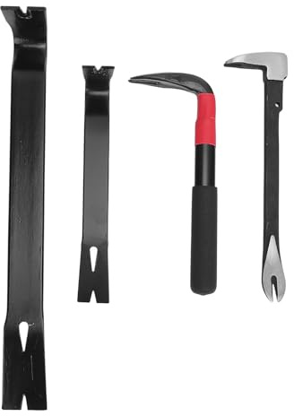 Multi Functional Nail Puller Pry Bar Set, 4 Pcs High Hardness Steel Flat Crowbar for Woodworking and Home Decoration - Durable, Ergonomic Design, Versatile Hand Tool Kit