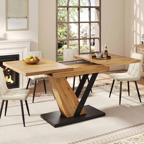 Lahoomu Ausziehbarer Esstisch (120–160 x 75 x 75,5 cm), Tisch, Küchentisch, Ausziehbar bis 160 cm, für Küche und Wohnzimmer