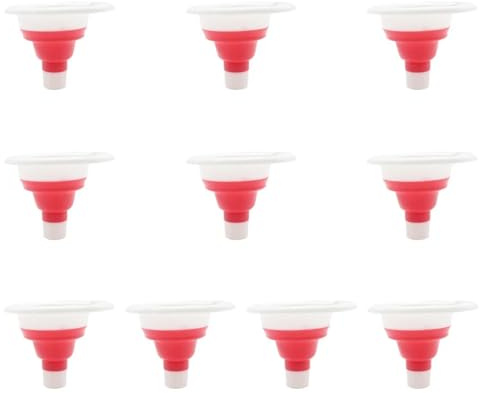 Embudos plegables de silicona telescópicos tallo largo for cocina, aceite, vino, salsa soja, líquido, herramienta for ahorrar espacio, 10 unidades Para Llenar LíQuido,Polvo