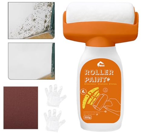Wall Repair Roller – Small Interior Latex Roller | Water-Based Mural Includes Sandpaper & Gloves | Coff