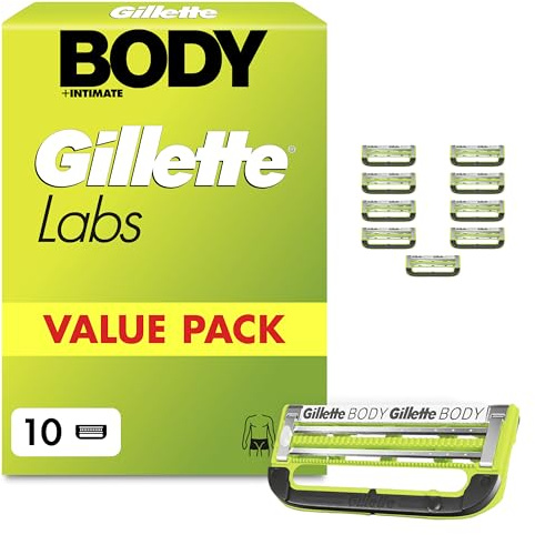 GilletteLabs Body + Intimate Razor Blade Refills, 10 Cartridges