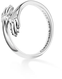 Hug Ring “Always with you” Adjustable 925 Sterling Silver Jewellery Gifts for Women Men Lover Anniversary Friend Birthday Graduation Christmas Son Couple Daughter Mom Grandma Valentine's Day