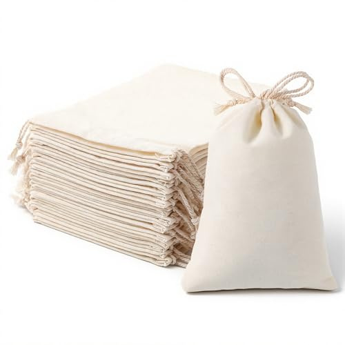 20Pcs Cotton Drawstring Bag Small Drawstring Bag Muslin Bags | 5 x 7inch, Reusable, for Festival Wedding Party Birthday Jewelry DIY Craft