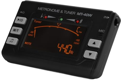 Dilwe Metronom-Stimmgerät, LCD-Instrument mit 3 Tonabnehmermodi und LED-Anzeige, für Gitarre, Violine, Saxophon, Ukulele und Klavier (MT-40W Windinstrumente)