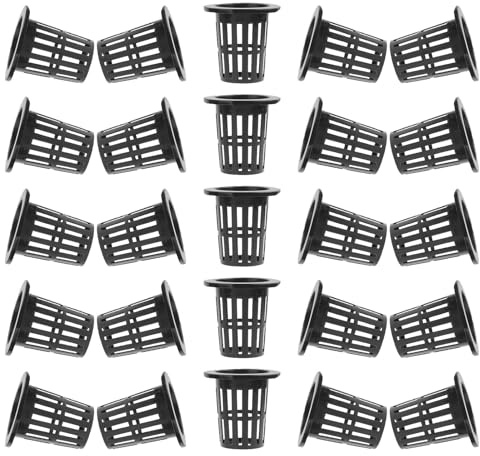LALAFINA Lot de 50 Paniers Hydroponiques en Plastique Noir pour Plantes Hydroponiques, Design Simple Aération Croissance