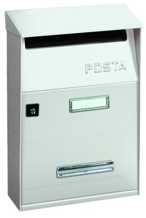 ALUBOX FT Cassetta Postale Da Esterno 32,5X22X11 Cm Cassetta Posta Con Tettuccio Superiore Cassetta Lettere Prelievo Frontale Cassetta Della Posta Formato Lettera (BIANCO)
