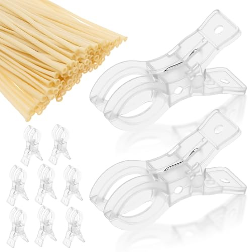10 Pcs Large Balloon Arch Clips with 100 Pcs Clear Twisting Long Skinny Balloons, Plastic Transparent Backdrop Spring Clamps, Anti-Slip Clamp for Balloon Arch Kit Birthday Decoration