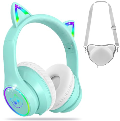 isightguard Casque Enfant, Casque Audio Bluetooth Chat Enfant avec Sac, sans Fil et Filaire, Casque Musique Garçon Fille Pliable Réglable pour École Voyage