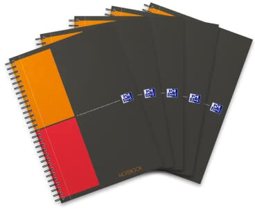 Oxford Notebook International B5, rutig, 160 sidor, stabilt kartonglock, 5 stycken