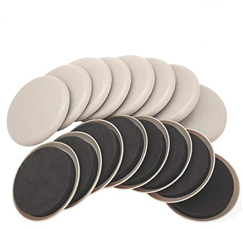 Ezprotekt 16 Stück Wiederverwendbare Möbelgleiter und Gleiter 3,5 Zoll/89mm für Teppichoberflächen - Schwere Möbel Schnell und Einfach Bewegen mit Möbelgleiter Rund Beige