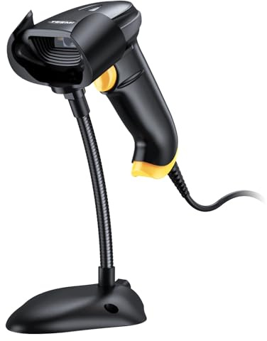 TEEMI 2D Barcode Scanner with Smart Stand USB Wired Handheld Automatic QR Data Matrix PDF417 OCR bar Codes Imager Global Shutter Computer Screen Scan for Windows Mac and Linux PC POS, Stand Included