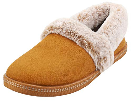Skechers Femme Cozy Campfire - Team Toasty Chaussons, Chestnut Microfiber Suede Faux Fur Line Csnt, 37.5 EU