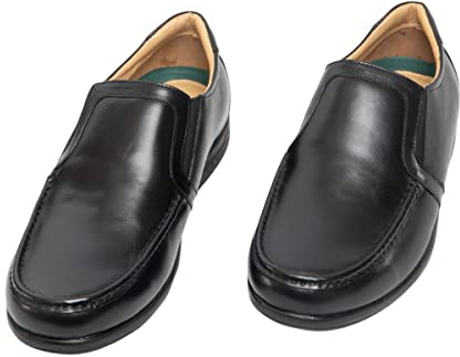 Roamers Men's Leather Extra Wide Slip-On Casual Shoes (10, Black)