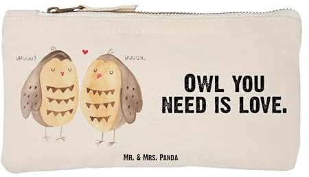 Mr. & Mrs. Panda kosmetiktäschchen Eulen Liebe Größe S Klein - Geschenk, Eule, Freundin, Beauty case, Kosmetiktasche, Owl, Etui, Kulturbeutel, Federmappe, Freund