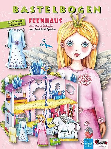 ATELIER COLOR Feen Haus mit Prinzessin & Einhorn Bastelbogen für Kinder ab 6+ Jahren zum Ausschneiden, Basteln aus Papier Papiermodelle zum Spielen