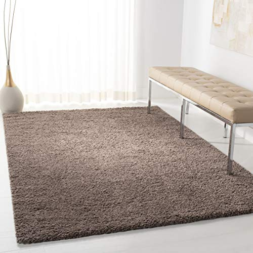 SAFAVIEH August Shag Collection Area Rug - 5'3 x 7'6, Taupe, Solid Design, Non-Shedding & Easy Care, 1.2-inch Thick Ideal for High Traffic Areas in Living Room, Bedroom (AUG900R)