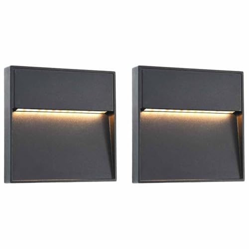 vidaXL Außenwandleuchten 2 Stk. LED 3W Schwarz Quadratisch