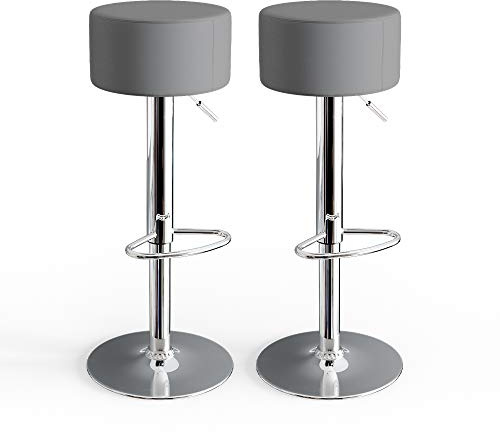 Vicco Barhocker 2er Set, Grau, 33 x 92 cm | 2 Teilig, mit Fußstütze und höhenverstellbarer Sitzfläche