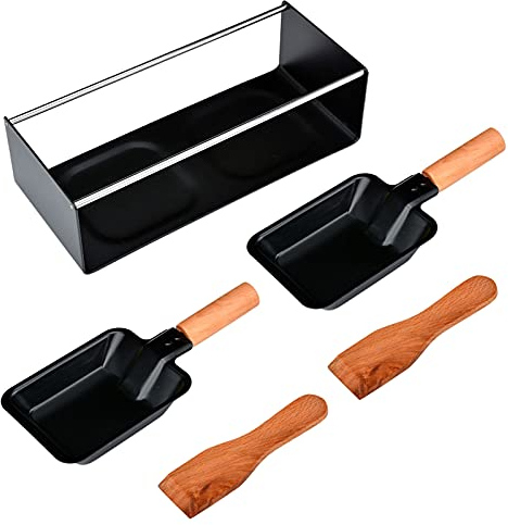 Cheese Melter Raclette Grill, Non-Stick Raclette Grill Set Mini Cheese Melting Pan with Wooden Handle, Small Oven Baking Utensil for Fried Eggs and Melted Cheese