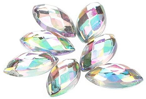 1000 Stück Strasssteine zum Aufkleben, 3 x 6mm AB Klar Flatback Rhinestone Acrylharz Wassertropfen Glitzersteine Deko Kristall Strass für DIY Handwerk Kleidung Tasche Schuhe, Weiß