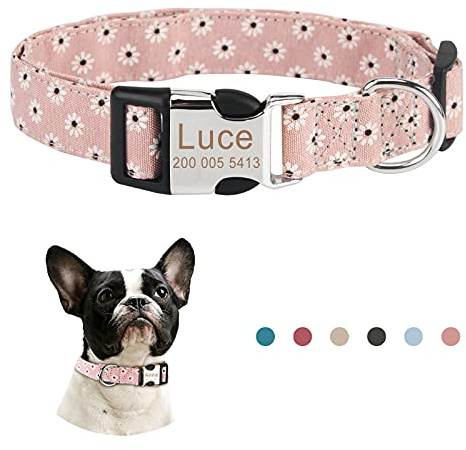 Piang Gouer Personalisierte individuelle hundehalsband katzenhalsband mit Namen Gravur mit ID Tags und Telefonnummer Halsband Hund，für kleine und mittelgroße und große Katzen (Rosa,XS)