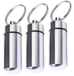 Piccolo contenitore per pillole,3pz Mini contenitore per pillole in alluminio con portachiavi Contenitore porta per pillole medicinale per riporre piccoli oggetti come biglietti regalo o pillole.