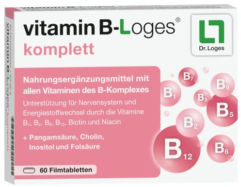 vitamin B-Loges® komplett - 60 Filmtabletten - Nahrungsergänzungsmittel mit allen Vitaminen des B-Komplexes