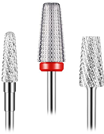 Depvko 3-teiliges Nagelbohrer-Set, 5-in-1-Bohrer für Nägel 3/32 Zoll, konischer Schaft und kegelförmige Hartmetall-Nagelbohrer für Acryl- oder Gel-Entferner (Silver)