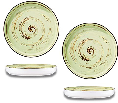Wilmax - Assiettes plates gourmet SPIRAL - Lot de 2 - Forme originale - Design moderne - Sûres - Résistantes aux rayures - Polies à la main - Pour les restaurants - Idée cadeau - Diamètre 23 cm