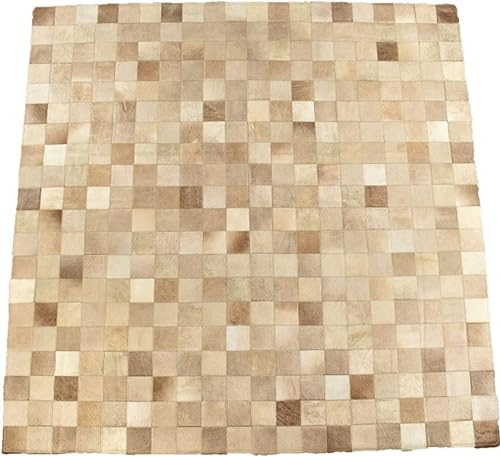 KUHFELL Teppich Patchwork GRAU BEIGE 200 x 200 cm FELLTEPPICH AUS ECHTEM KUHFELL RINERFELL