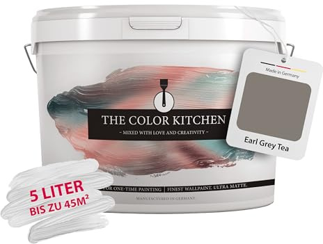 Livingwalls The Color Kitchen universelle Wandfarbe - Malerfarbe für Wohnräume und Arbeitszimmer - Matte Innenfarbe in Taupe - 5l Deckfarbe in TCK1021