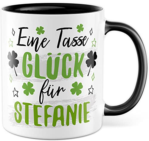 Glück Tasse Personalisierbar Geschenkidee Danke-Schön Kaffeetasse Geschenk für Freunde Kaffeebecher Wunschname Becher (Weiß & Schwarz)