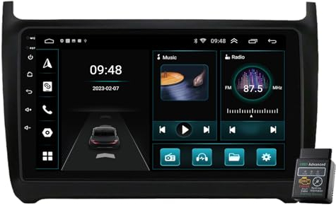 Für Polo 5 2008-2020 Autoradio dab Plus USB Bluetooth 9 Android 12 Autoradio DAB+Radio CarPlay Navi GPS HD Touchscreen Autoradio Bluetooth DAB+Radio WiFi,FM Radio (4GB RAM+64GB ROM)