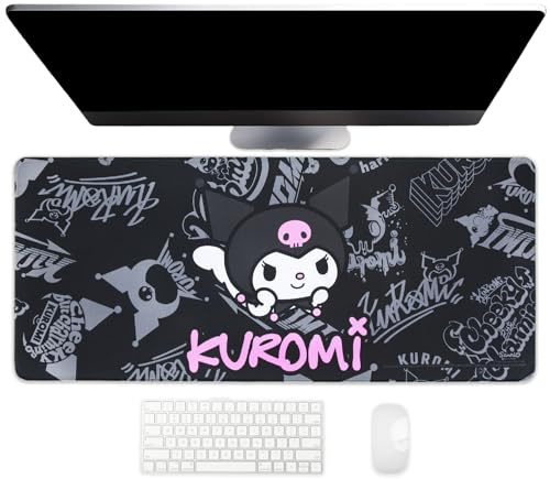 Hello Kitty Jumbo Kuromi skrivbordsmatta, stor skrivbordsmatta, Kawaii skrivbordsdyna, söt Hello Kitty dekor, 70 x 30 cm