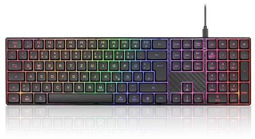 Perixx PERIBOARD-329 II Kabelgebundene Tastatur mit Beleuchtung, Scherentasten und Großbuchstaben, Deutsches QWERTZ Layout
