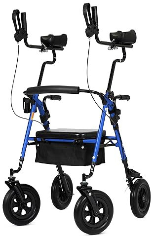Generisch Rollatoren, Geländegängiger Rollator, Stehrollator mit 25,4 cm großen PU-Rädern und verstellbaren, gepolsterten Armlehnen für Senioren von 142 bis 193 cm, Lila