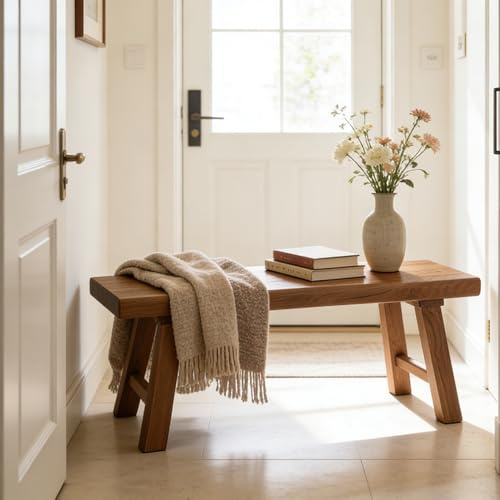 WXZXWXZX Massive Sitzbank Esszimmer Hocker Holzbank Flur Küchenbank Bank Eckbank Esszimmerbank Bettbank Essbank Gartenbank Fußhocker Garderobenbank für Schlafzimmer Eingang Wohnzimmer(100cm(39.4in))