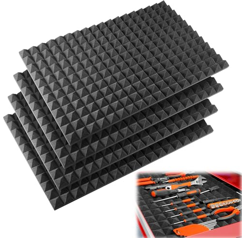 Desunqin 4PCS 23.8 X 15.8 Tool Box Liner, Trap Mat Universal Tool Drawer Liner, Non-slip Toolbox Drawer Liners, Professional Foam for Cabinet, Shelf, Workbench