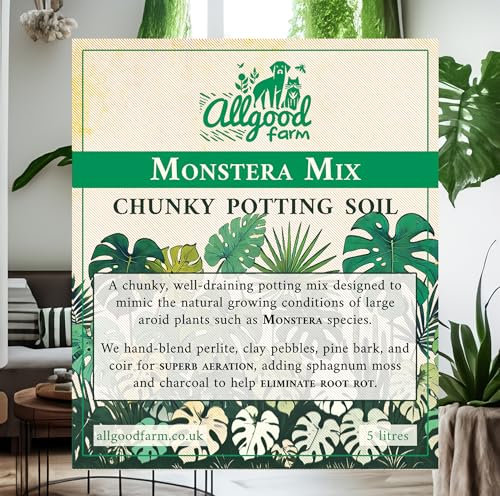 Allgood Farm Monstera Soil - Chunky Aroid Potting Soil Mix for Swiss Cheese Plant, Deliciosa, Albo (5 Litres)