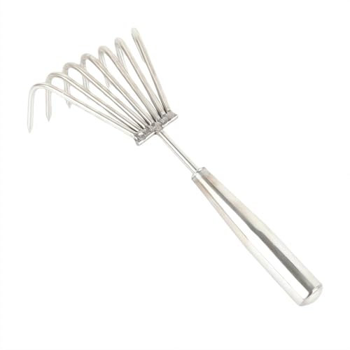 Mini râteau à main en acier inoxydable avec poignée ergonomique, râteau à griffes pour le jardinage, la culture, l'ameublissement du sol