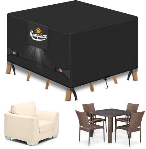 Housse Salon de Jardin Exterieur 900D Tissu Oxford 135*135*74CM Imperméable Housse de Table Jardin Housses pour Mobilier de Jardin Bâche de Protection pour Table Chaise et Canapé Résistance au Vent