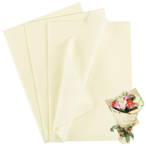 Naler 60 Hojas Papel de Seda 35 x 50cm Papel Decorativo para Envolver Regalos o Relleno Manualidades de Pompones Decoraciones para Fiestas (Beige)