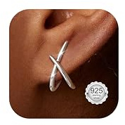 Diamday Ohrstecker Silber 925 Gold Silber Ohrringe Damen CZ Kleine Ohrstecker X form Hypoallergen Minimalistisch Ohrringe Schmuck Geschenke